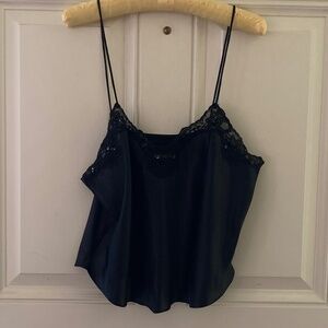 Vintage Victoria's Secret Black Lace & Sequin Trimmed Camisole/Size M/NEVER WORN